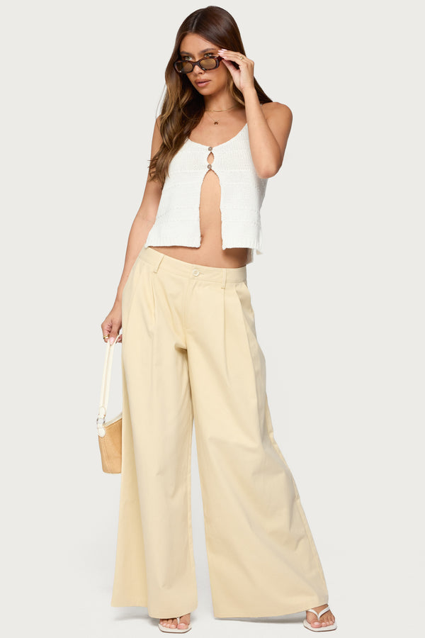 edikted Lennon Ultra Wide Leg Pants beige