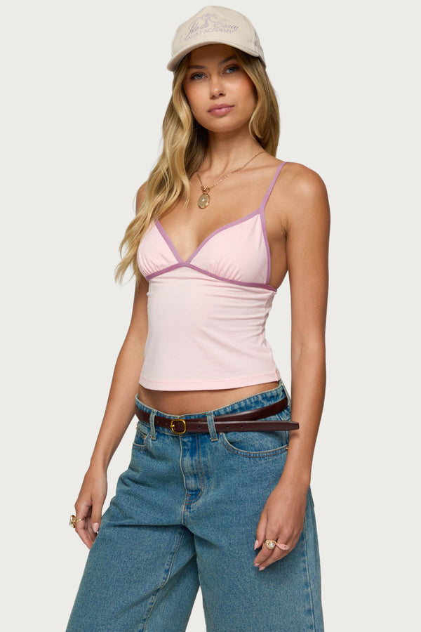 Edikted Leona Contrast Tank Top Light Pink