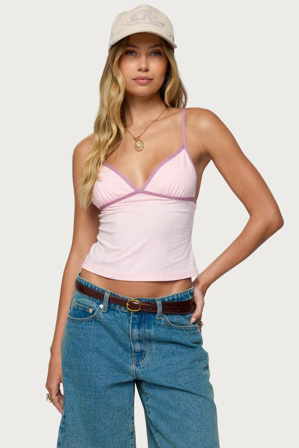 edikted Leona Contrast Tank Top light pink
