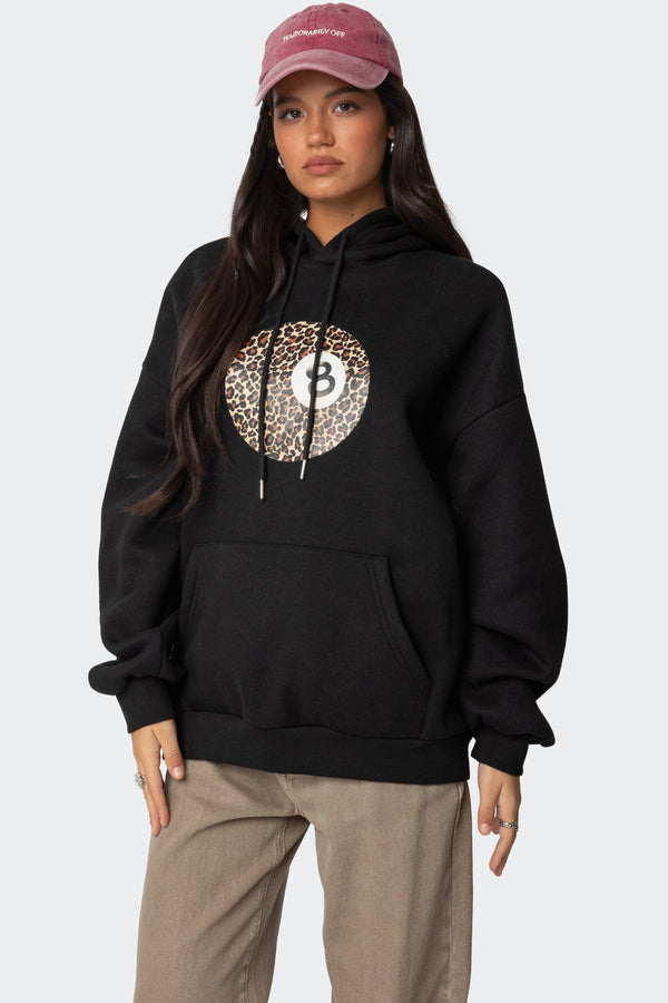 Edikted Leopard 8 Oversized Hoodie Black