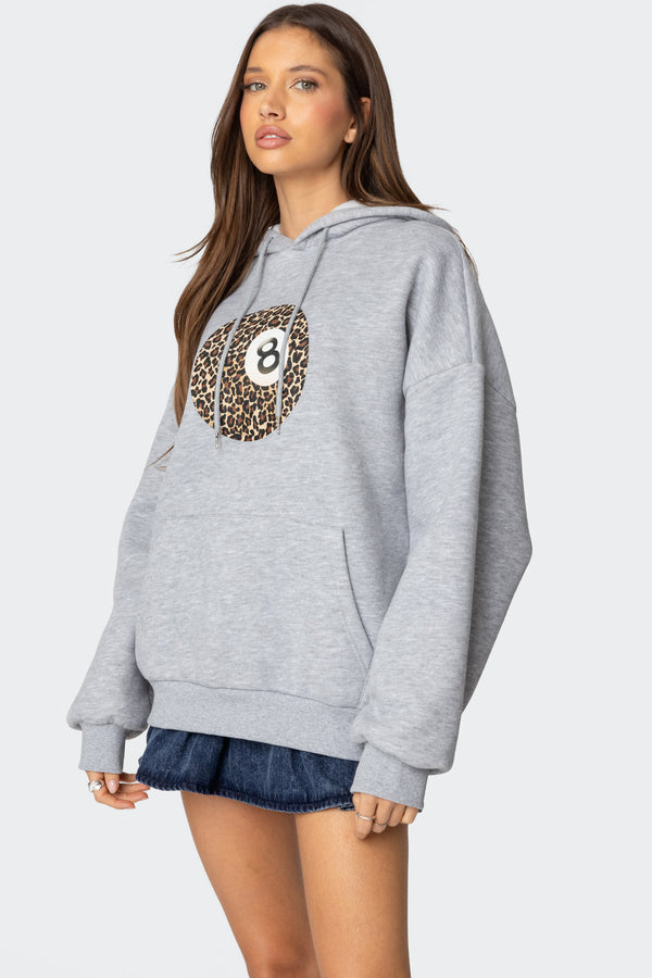 Edikted Leopard 8 Oversized Hoodie Gray Melange