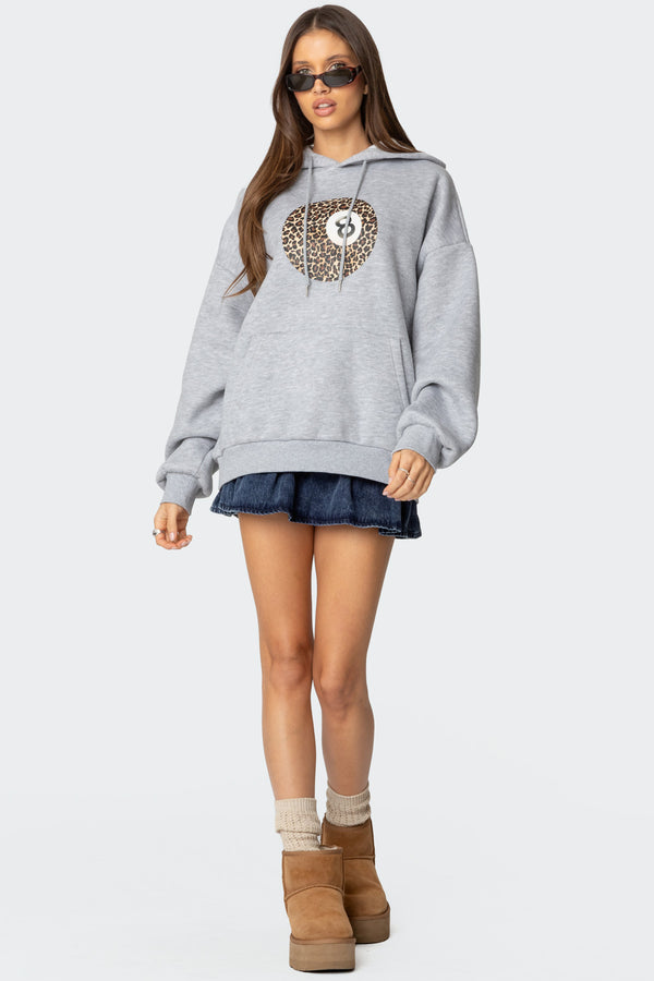 Edikted Leopard 8 Oversized Hoodie Gray Melange