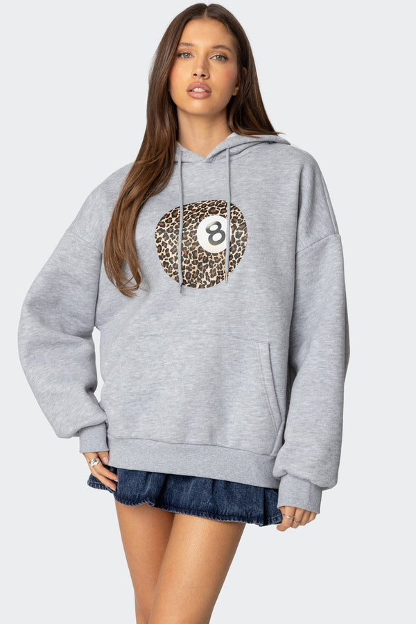 edikted Leopard 8 Oversized Hoodie gray melange