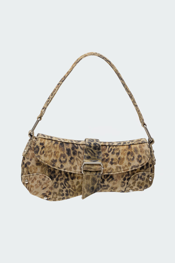 Edikted Leopard Asymmetric Bag Brown