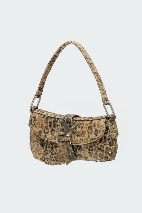 Edikted Leopard Asymmetric Bag Brown