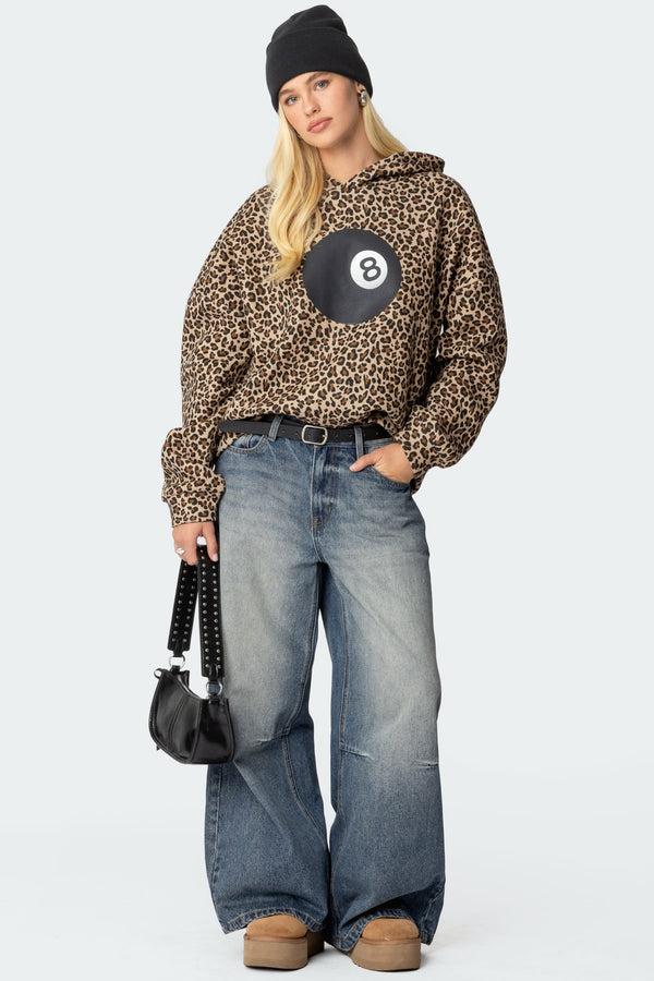 Edikted Leopard Magic 8 Oversized Hoodie Leopard