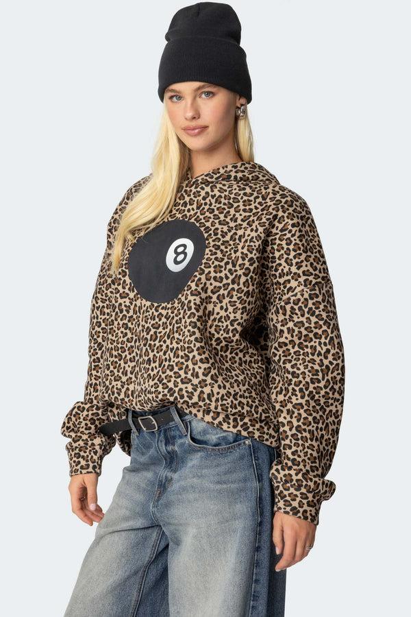 Edikted Leopard Magic 8 Oversized Hoodie Leopard