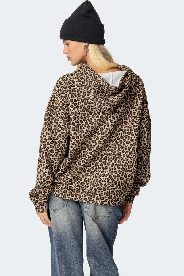 Edikted Leopard Magic 8 Oversized Hoodie Leopard