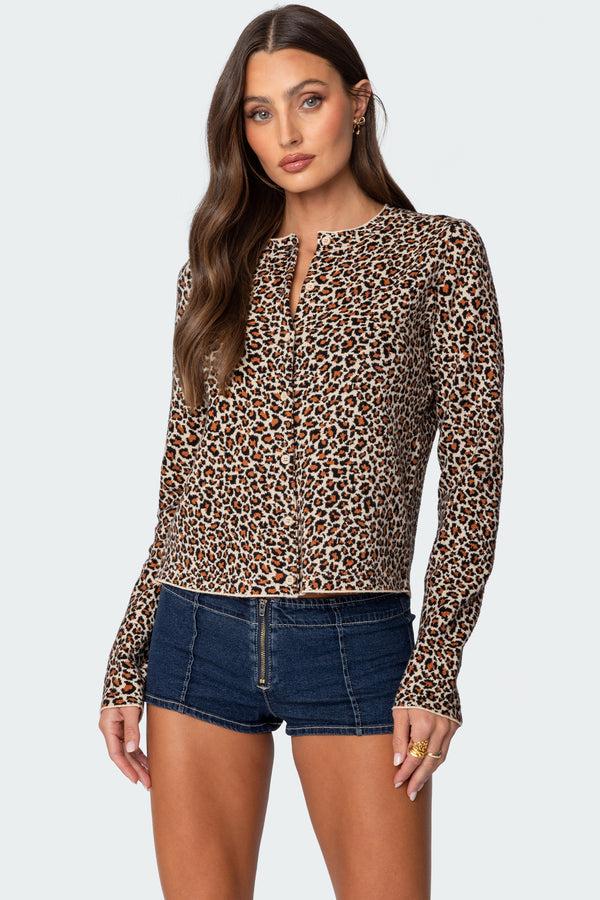 edikted Leopard Printed Knit Cardigan leopard