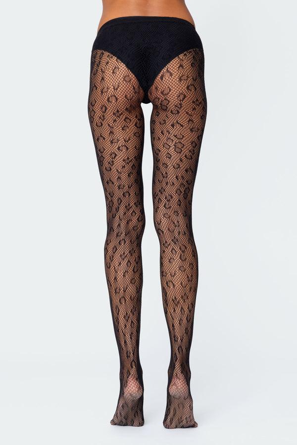 Edikted Leopard Tights Black