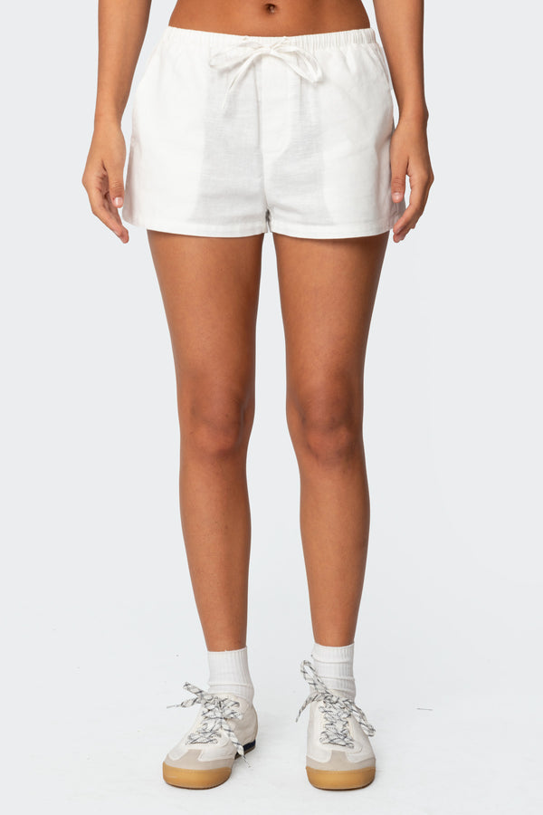 Edikted Leslie Linen Look Shorts White