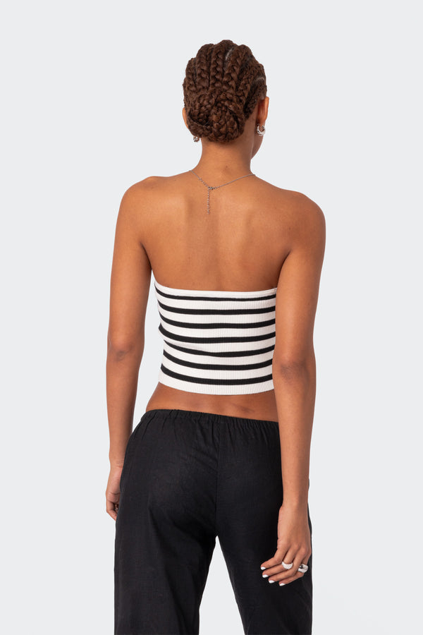 Edikted Lexi Ribbed Tube Top Black And White