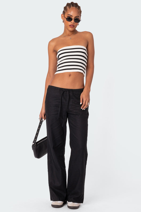 Edikted Lexi Ribbed Tube Top Black And White