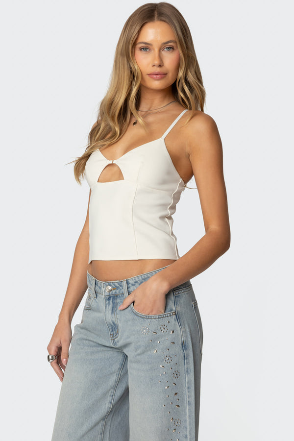 Edikted Liana Cut Out Tank Top Cream