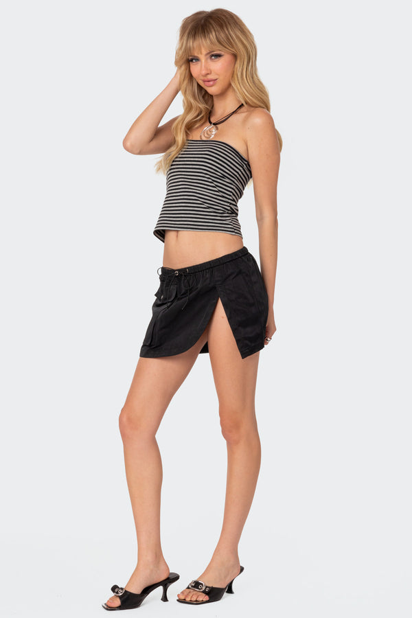 Edikted Lilah Striped Tube Top Black And Gray
