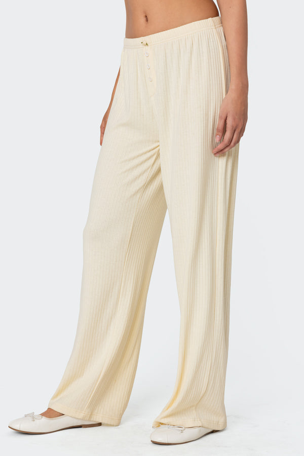 Edikted Lilou Pointelle Pants Yellow