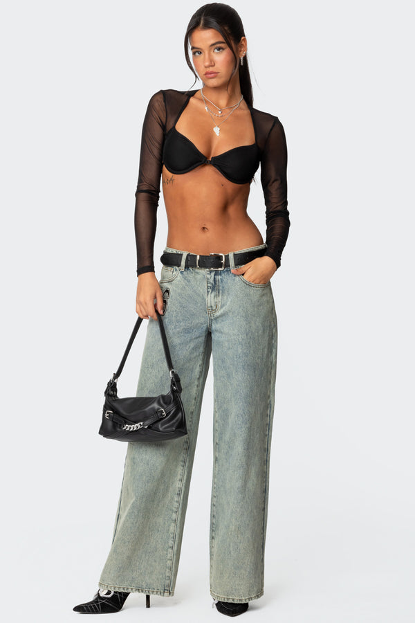 Edikted Lin Mesh Bra Top Black