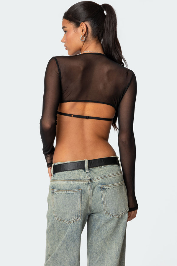 Edikted Lin Mesh Bra Top Black
