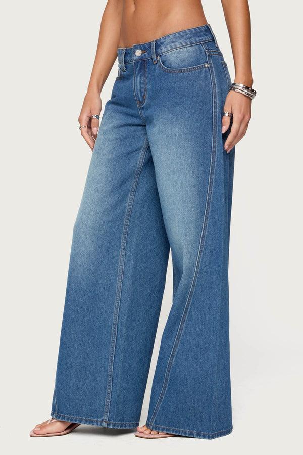 Edikted Linden Low Rise Baggy Jeans Blue Washed