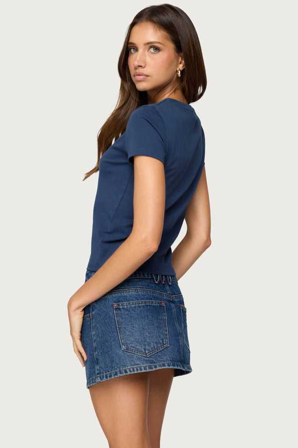 Edikted Lobster Club T Shirt Blue