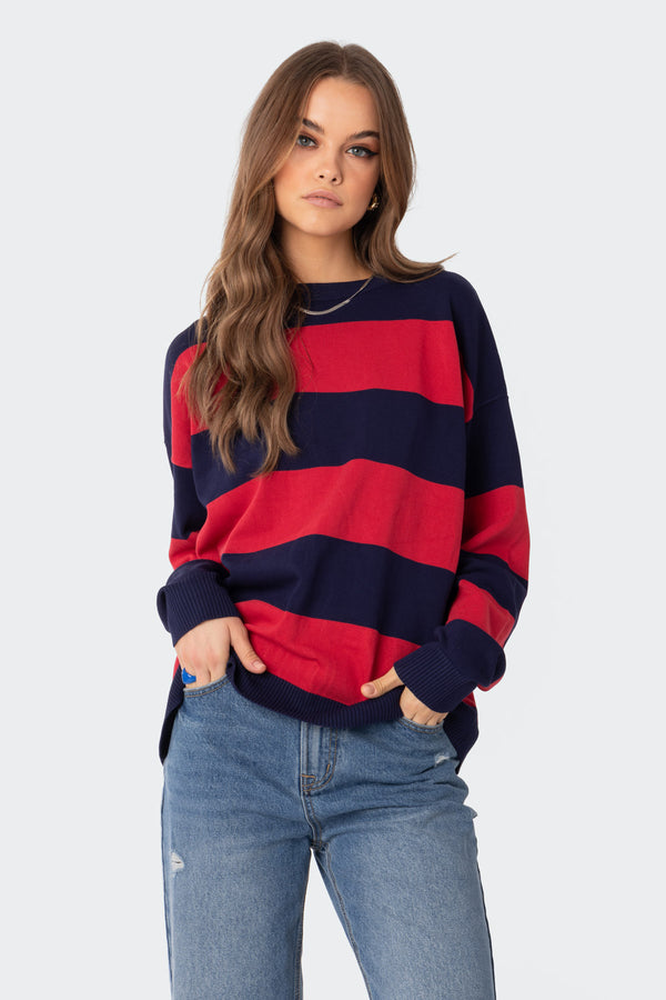 Edikted Logan Light Knit Oversized Sweater Red