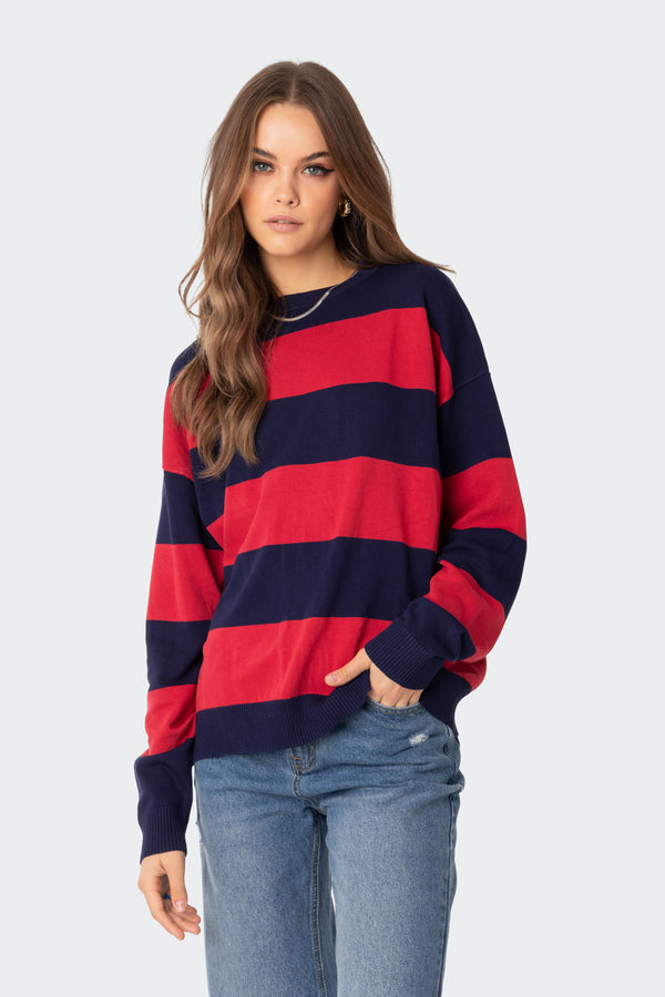 Edikted Logan Light Knit Oversized Sweater Red