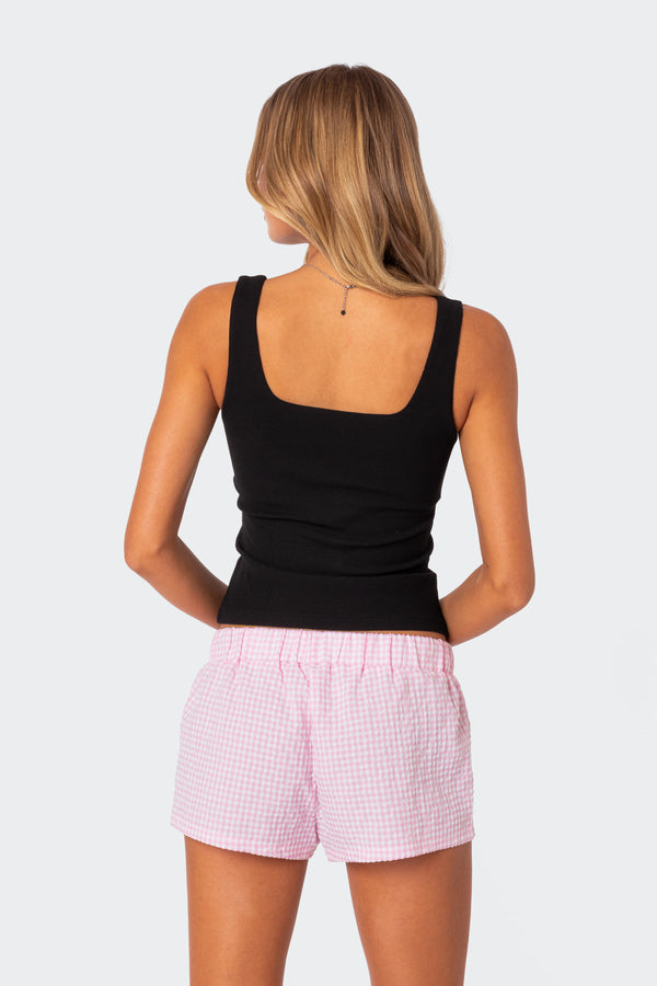 Edikted Lola Ribbed Tank Top Black