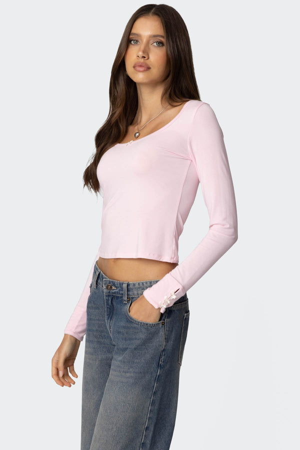 Edikted Lolo Bow Top Pink