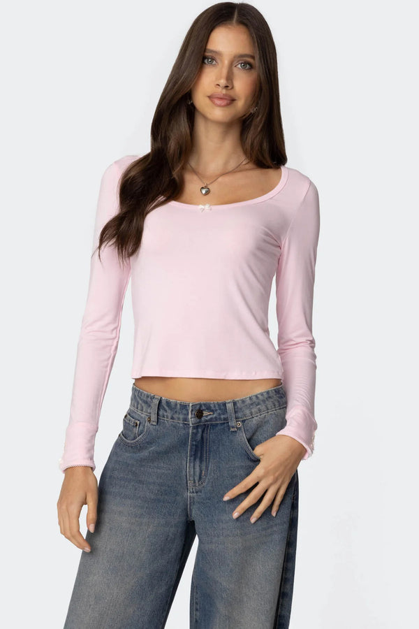 edikted Lolo Bow Top pink