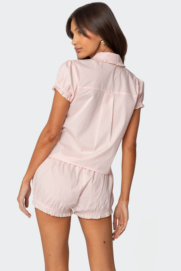 Edikted Lona Tailored Button Up Shirt Light Pink