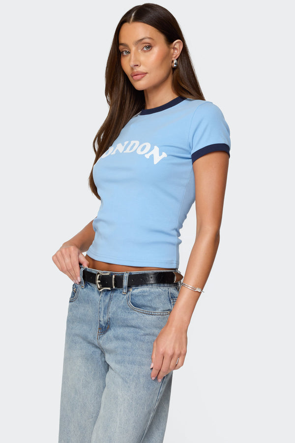 Edikted London Contrast T Shirt Light Blue