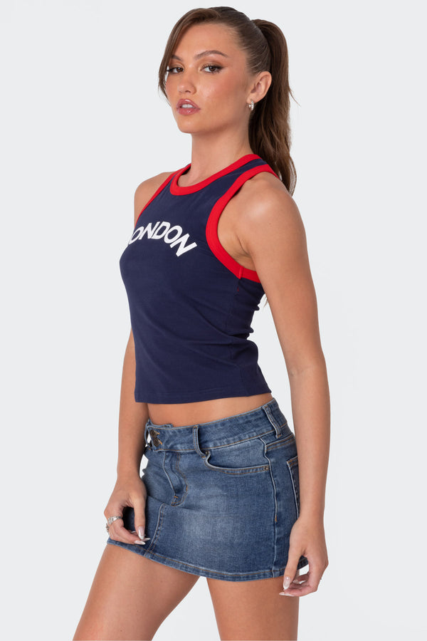 Edikted London Girl Contrast Tank Top Navy