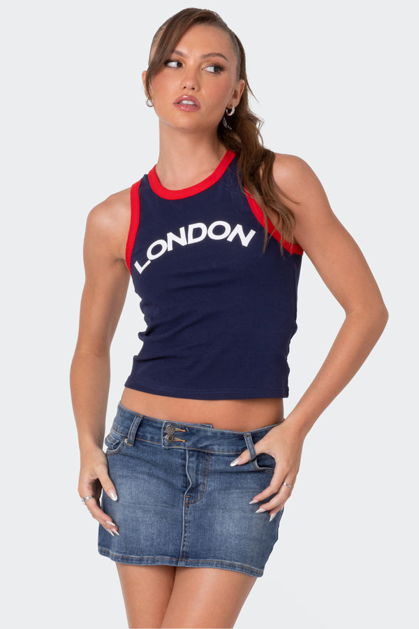 edikted London Girl Contrast Tank Top navy