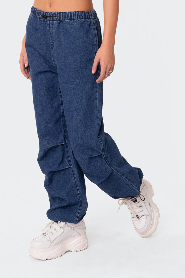 Edikted Lorelai Oversized Cargo Jeans Blue