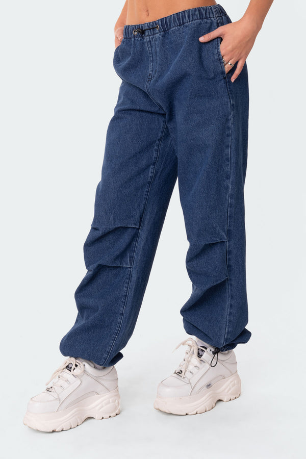 Edikted Lorelai Oversized Cargo Jeans Blue