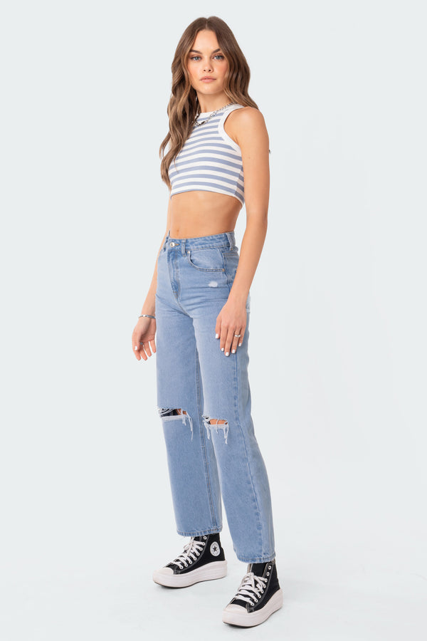 Edikted Lori High-Rise Wide Leg Jeans Blue