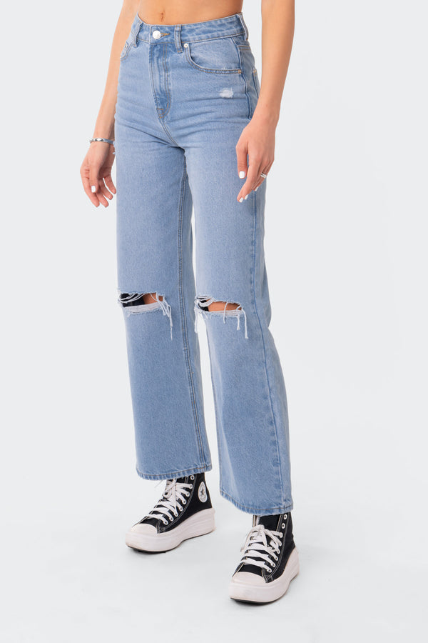 Edikted Lori High-Rise Wide Leg Jeans Blue