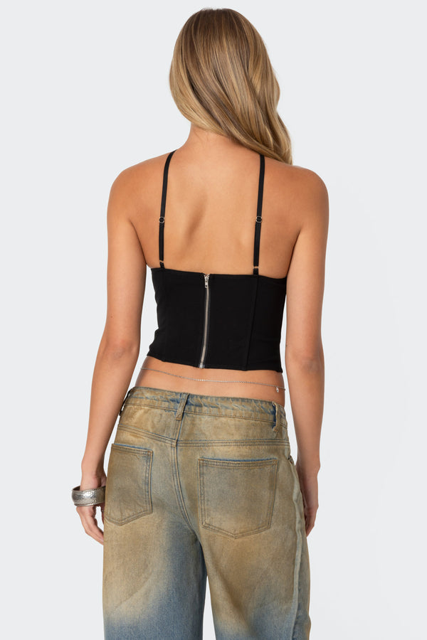 Edikted Lou Crossover Beaded Corset Black