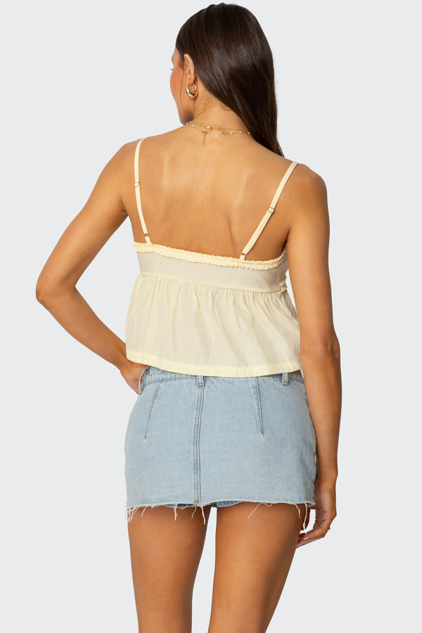 Edikted Loula Tie Front Tank Top Yellow