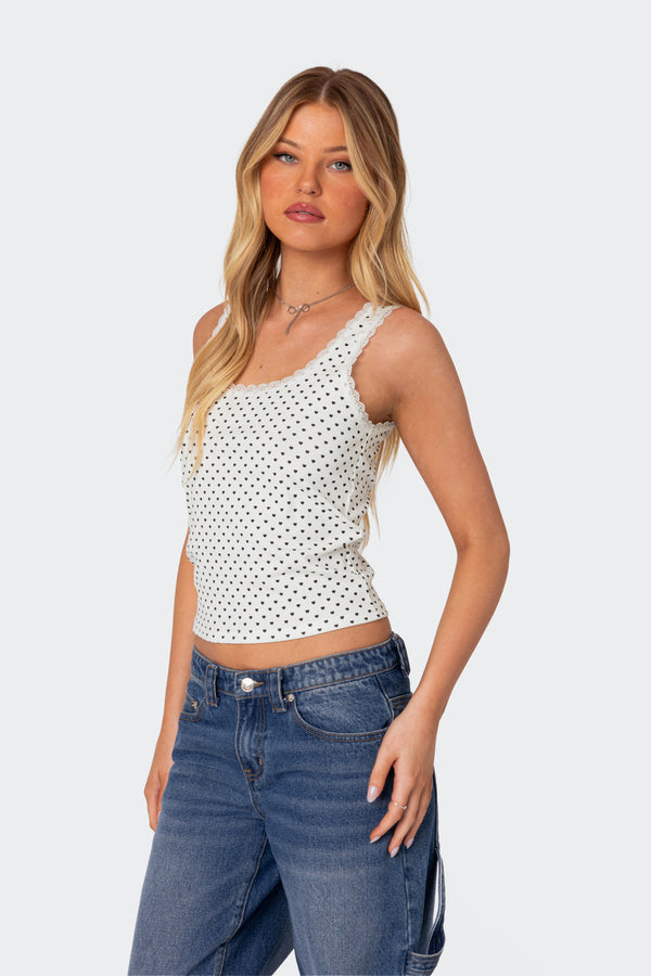 Edikted Lover Girl Printed Tank Top White