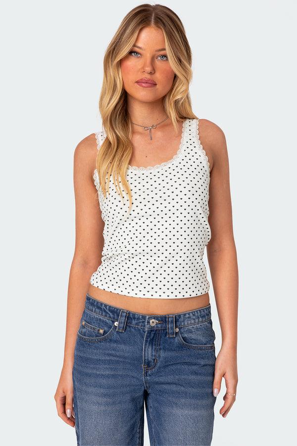 edikted Lover Girl Printed Tank Top white