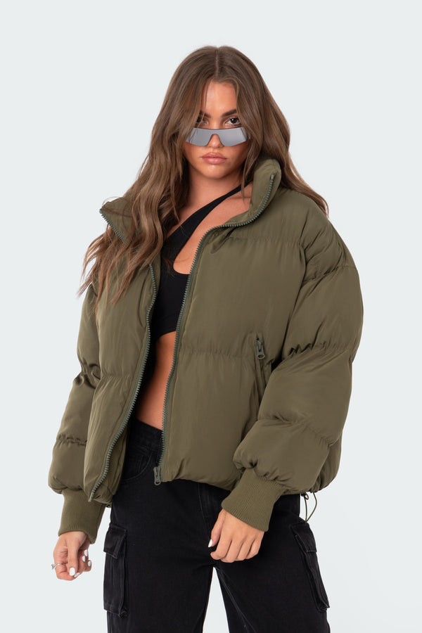 Edikted Luca Oversized Puffer Olive