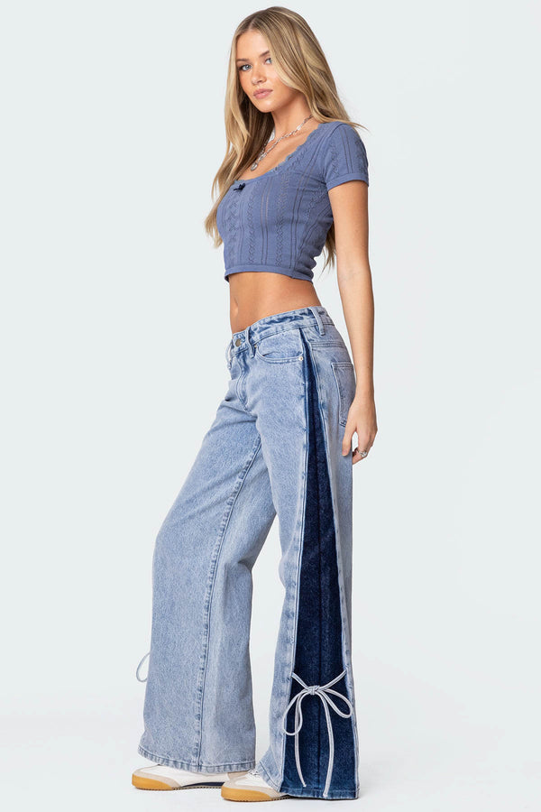 Edikted Luciana Knit Crop Top Blue