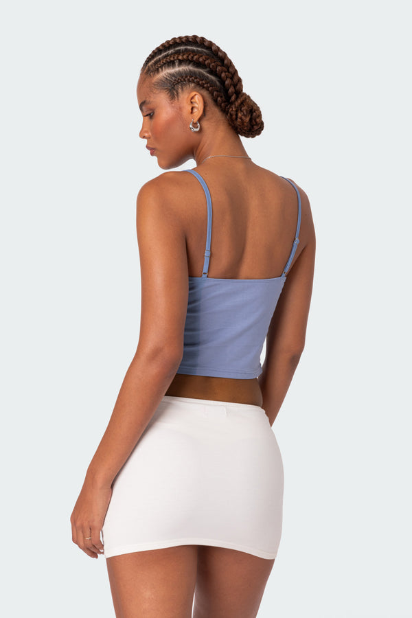 Edikted Lucky Girl Lace Trim Tank Top Blue