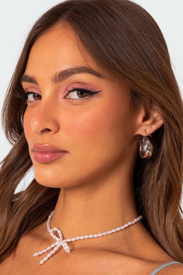 Edikted Lux Wide Hoop Earrings Silver