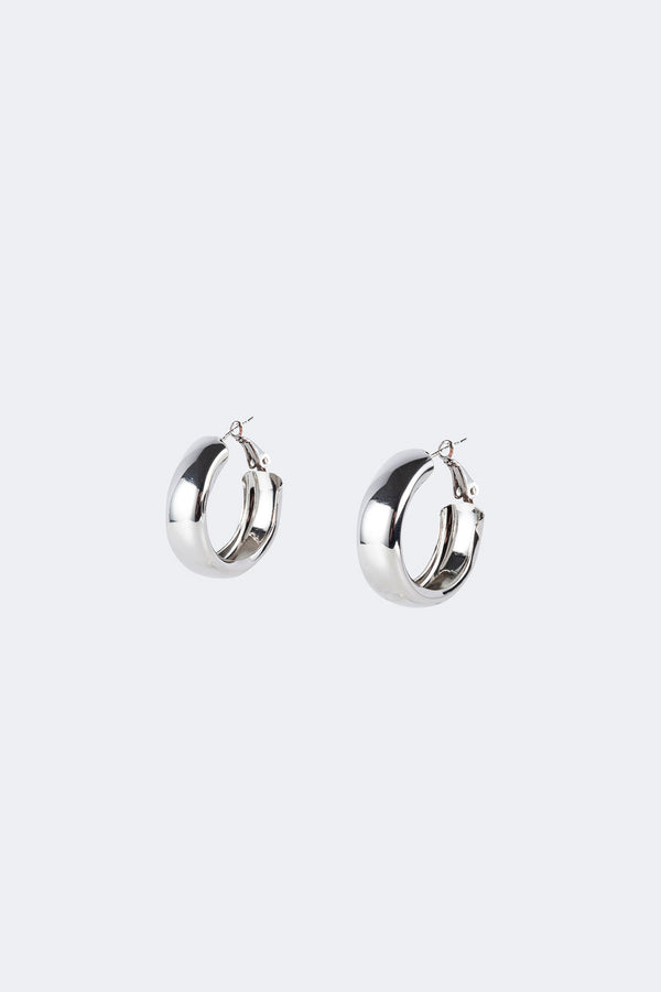 edikted Lux Wide Hoop Earrings silver