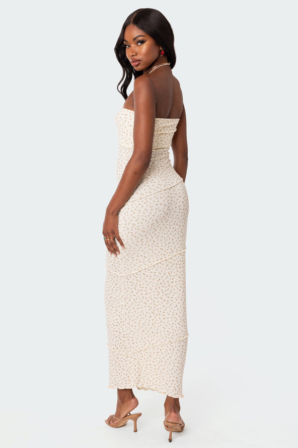 Edikted Lynn Ribbed Maxi Dress Cream