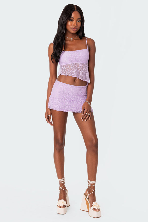 Edikted Lyra Open Back Lace Tank Top Lilac