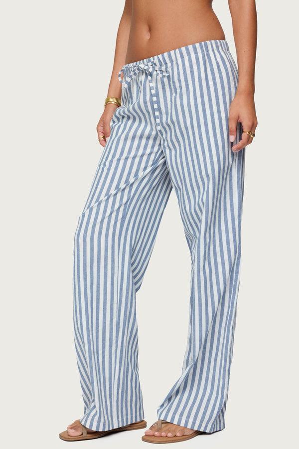 Edikted Macey Striped Pants Blue And White