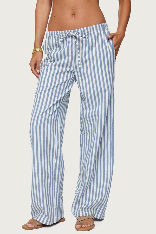 Edikted Macey Striped Pants Blue And White